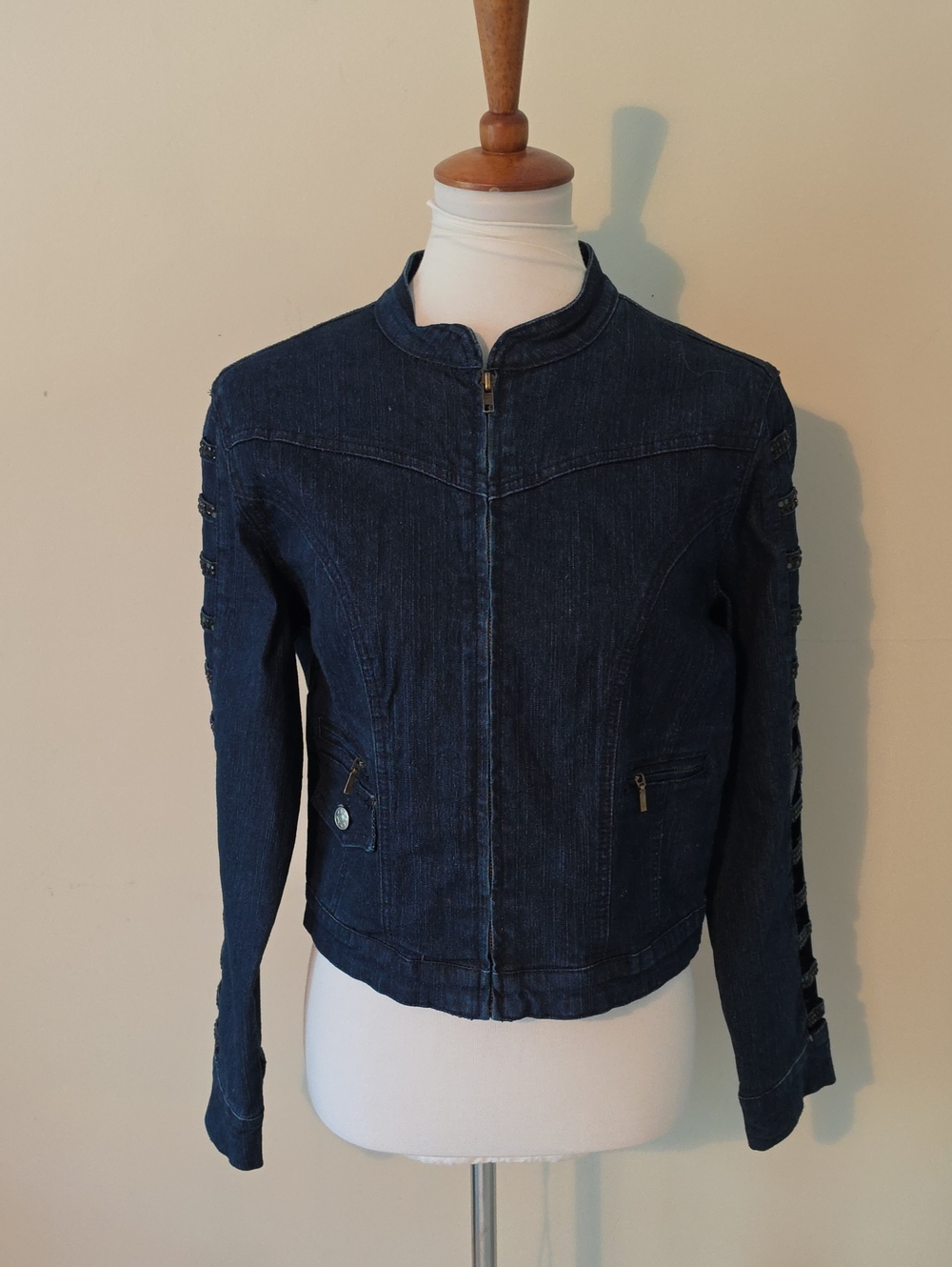 Lazer Jeans Dark Blue Denim Zip-Front Women's Jacket Brand New